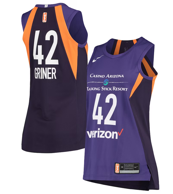 Women's Phoenix Mercury #42 Brittney Griner Purple Stitched Jersey